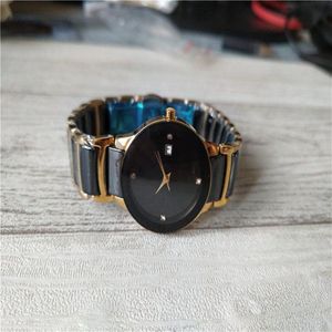 Nytt modeguld och keramisk klocka för kvinnor kvartsrörelse klockor lady armbandsur rd021267k