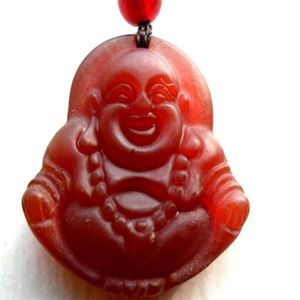 Colar antigo natural vermelho jade buda pingente colar3066