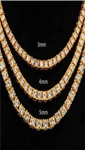 Hiphop 18k Gold Iced Out Diamond Chain Necklace CZ Tennis Necklace för män och kvinnor42767622440775