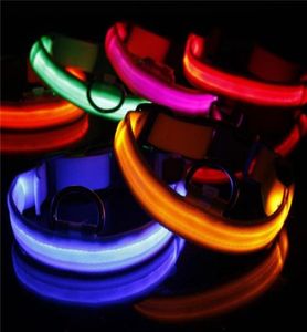 USB Cable LED Nylon Dog Collars Dog Cat Harness Flashing Light Up Night Safety Pet Collar multi color SXL Size Christmas3836178