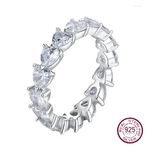 Anelli a grappolo s925 anello di diamanti love argento con diamanti ad alto carbone stratificati in cima per il cuore di Sweet Heart in stile Instagram femminile versatile