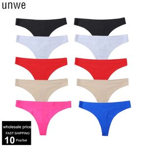 Schneller 10pcslot Großhandelspreis Ice Seide Nahe Tanga Frauen sexy Low-Rise-Damen nahtlose G-String-Unterwäsche Solid 231227