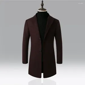 Erkek Ceketler 2023 Uzun Yün Trençküzü Erkekler Kış Markası Moda İş Erkek İnce Fit Yün Peacoat Windinger Manteau Homme 5xl