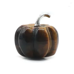 Pendant Necklaces Natural 30MM Tiger's Eye Pumpkins Figurines For Home Office Party Decoration Gemstone