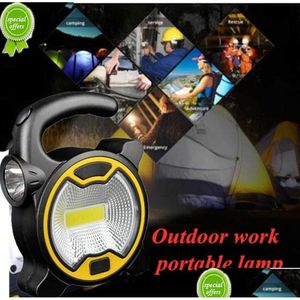 Andere Hausgarten Neue tragbare Cob-Arbeitslampe LED-Laterne Wasserdichter Notfallscheinwerfer Wiederaufladbares Flutlicht für Outdoor-Wandern C DHF7G