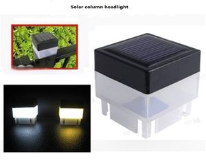Utomhus Solar Post Light Square Aluminium Tube Lamp 5050 Fence Lights Wood2310582