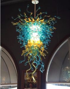 Handblåst glas ljuskrona lyxig lagre storlek hängande ö ljus fixtur lämplig för trappor lobby hotell vardagsrum (anpassningsbar storlek och färg tillgänglig)