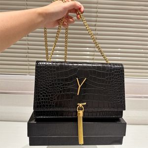 2024 Crocodile Tassel axelpåsar Designer Bag Woman Chain Bag Luxury Alligator Cross Body Phone Purse Läder 5A