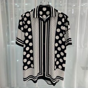 Męskie koszule luksusowe drukowanie kropki dla mężczyzn Summer Digital Mens Social Shirt Homme de Luxe