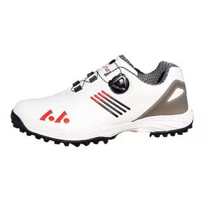 Jerseys Men Sapatos de golfe profissionais Spikes à prova d'água tênis pretos Treinadores brancos Big Size Quick Lacing335m4291120