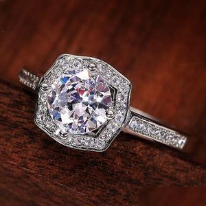 Solitaire Ring Bride Bling Square Zircon Diamond Ring Solitaire Engagement Wedding Rings For Women Girls Fashion Fine Jewel Dhgarden Dhrir