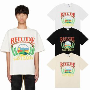 Designer Shirts Summer Mens T-Shirts Womens Rhude Designers For Men Tops Letter Polos Embroidery Tshirts Clothing Short Sleeved Tshirt Large Tees 5a