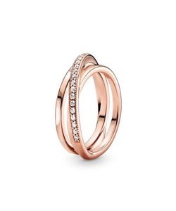 18K Rose gold Dazzling Daisy Meadow Stackable Ring for P 925 Sterling Silver designer rings Set With Original box5620928