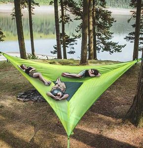 Hammocks Portable Hammock Multifunktionell triangelantal för utomhus campingträd tält Multi -person Sleep Pad J2303029629980