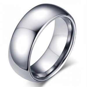 Classic male Real silver 18K white Gold Plated 8mm Titanium Steel Women Men Wedding Ring Top Quality Do not fade Lovers Wedding Je271D