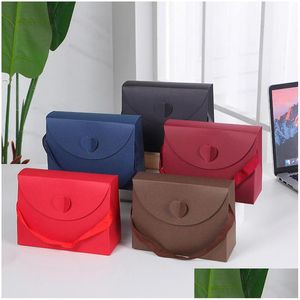 Confezione regalo Borsa regalo colorata Biancheria intima Calzini Sciarpe Calze Imballaggio Negozio di abbigliamento Busta tinta unita Scatola di carta Borsa Lx3842 Drop Dhwm5