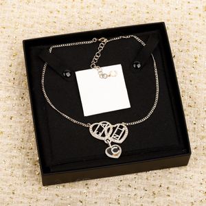 2024 Quality Charm Three Hearts Pendant Necklace with Diamond and Enamel Design in Sier Plated Have Stamp Box Bracelet PS3707A