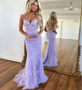 Luxury Lilac Mermaid Prom Dress 2024 Sweetheart Lace Appliques Embroid Tulle Evening Formal Party Gowns Vestido De Gala Robe De Soiree Customed