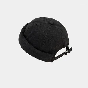 Berets Vintage Dome Hut Herren Feste Farben Mützen für Männer Docker Sailor Crimple Randless Skull Caps Casual Hip Hop Gorro