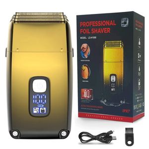 Professionell metall 3 Kniv Net Electric Shaver Hair Beard Rechargeble Bald Head Rakmaskin för män Fade Finishing Tool 231225