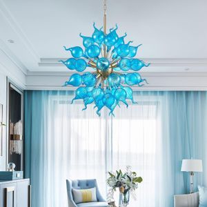 Lampadario Art Déco Blue Bud Lampadario moderno a sospensione in vetro soffiato a mano Adatto per camera da letto Sala da pranzo Soggiorno Decorazione della casa