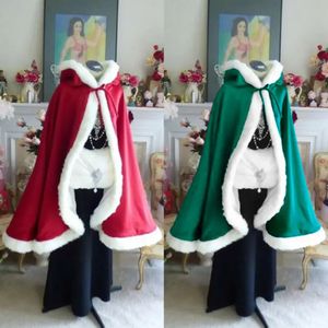 Kobiety puszyste aksamitne płaszcz z kapturem Santa Claus Cape Empear Halloween Boże Narodzenie Fancy Cosplay Costumes 231228