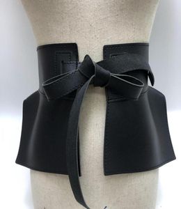 Belts Women Peplum Belt Female Skirt Leather Waist Fashion Ladies PU Black Bow Wide Harness Dresses Designer Waistband3246425