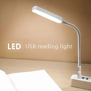 Lâmpada de leitura USB com 8 LEDs pescoço de ganso flexível para notebook, desktop, PC e MAC Computer Book-Light para leitura à noite na cama, luz leve para livros para cuidados com os olhos.