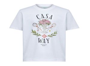 23SS Way T Shirt Tennis Racket Bouquet Letter Print Tees Casual Round Neck Män och kvinnor Kort ärm T-shirt8834769