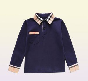 plaid T shirt 2020 INS NEW boy Kids Long Sleeve Lattice splicing turn down plaid collar high quality cotton kids autumn elegant t 9256182