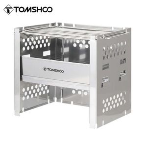 Tomshoo Outdoor Camping Holzofen mit Barbecue-Grill, tragbarer Holzofen, Holz mit BBQ-Brennholzhalterung für Picknick, 231227