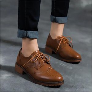 Dress Shoes Small Leather Women's College Style Carved Thick Heel Pumps Women Autumn Students With Strap Oxford For