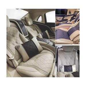 Kissen Sitzkissen Auto Taillenkissen für Maybach Sclass Headtrasse Luxus Nappa Lumbal Kissen Reisekissen Support Zubehör Drop del