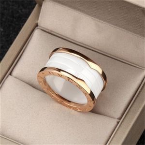 Projektantka ślubna dla kobiet czarna ceramiczna biała ceramiczna wiosenna wiosenna pierścień męski 18k nie wyblakły czysty srebrny pierścionek luksusowe prezenty zaręczynowe dziewczyna biżuteria