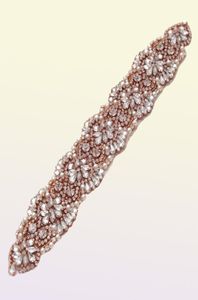 MissRDress Feminine Rose Gold Wedding Dress Belt Crystal Jeweled Ribbon Rhinestones Wedding Belt For Wedding Dresses YS8321003424