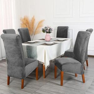 Chair Covers 1Pcs Velvet Cover Elastic Universal Size Home Wedding Banquet Dining Grey/White/Black