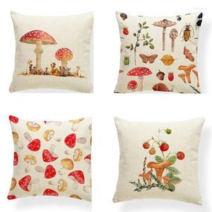 Pillow Cute Animal Mushroom Pillowcase Snail Hedgehog Print Throw Pillows Cover Linen For Home Living Room Decor