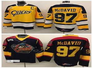 College Premier OHL z CoA 97 Connor McDavid Edmonton Erie Otters Jersey Men Hockey Vintage Home Black Away Yellow Quality6502245