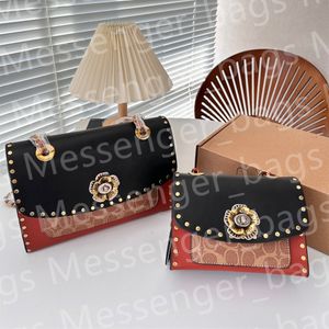 Yüksek kaliteli yeni mini çift renkli patchwork yatay ödeme perçin çiçek baskısı cüzdanlar crossbody tasarımcı çantası lüksler kadın çanta moda omuz çantası