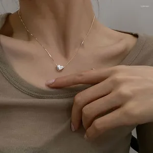 Anhänger Halskette Koreanische Mode Liebe Herz Halskette für Frauen Schlüsselbeinketten Edelstahl Vintage Schmuck Geschenkkragen 2023 2023