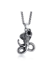 Gotiskt rostfritt stål Cobra hänge halsband Ancient Egypt Protection Evil Eye Symbol 3mm 24 Inch Silver1676018