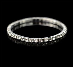 New Bracelet Bangle Luxury Shinning White Rhinestone Bangles for Women Bride 1 2 3 4 5 Rows Fashion Elegant Elastic Wedding Brac8921688