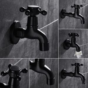 Bathroom Sink Faucets Wall Mounted Black Oil Rubbed Bronze Cross Handle Washing Machine Faucet/Garden Single Cold Faucet Mop Pool ZD001