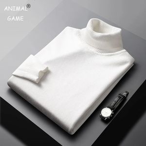 Autumn Arrival Casual Turtleneck Sweater Men Solid Color Long Sleeve Pullovers 231227