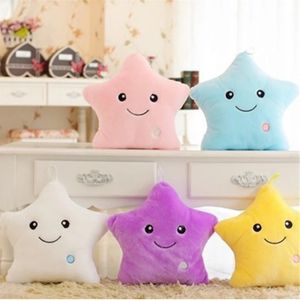 Cute Colorful Star Toys Soft Plush Glowing Cushion Five-pointed Star Luminous Pillow Home Decor Creative Pillow Toy For Kids 231227