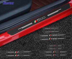 4PCS Carbon Fiber Car Door Sills Guards Stick para Fiat Panda 500 500x 500L Tipo Punto9330265