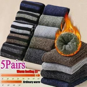 Men's Socks 5Pairs Winter Merino Wool Super Thick Warm High Quality Harajuku Retro Snow Casual Antifreeze Cashmere Men