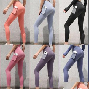 Lu Pant Align Lemon Yoga Outfit Leggings Donna Push Up Wear Sport Pantaloni da jogging femminili Mesh Pocket Workout Collant Plus Size 3Xl Scrun Dh8Qv