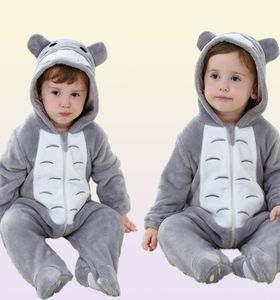 Baby Onesie Kigurumis Boy Girl Infant Romper Totoro Costume Grey Pajama z zamkiem zimowe ubrania maluch uroczy strój Cat Fancy 23791031