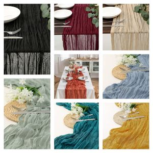 Balinese yarn crepe table runner Bohemian wind twist tablecloth wedding party decoration pleated table runner wholesale CCJ2112